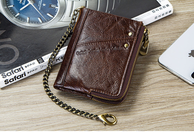 Męski portfel skórzany CONTACT'S RFID z monetyzką i kieszenią na karty - krótki, oryginalny - Wianko - 2