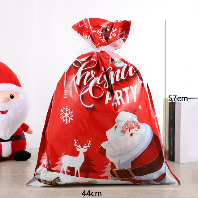 Torba mikołajkowa na prezenty z cukierkami i płatkiem śniegu - Boże Narodzenie 2021 - Wianko - 2