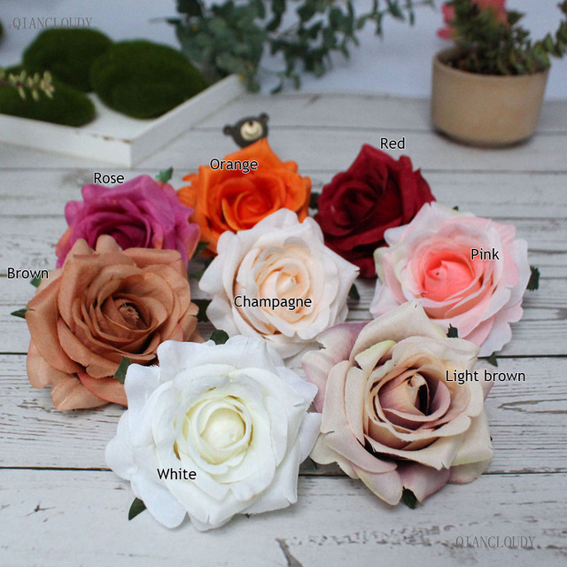 Róża sztuczny diament - 1/10/100 sztuk - europejski styl, jesienny kwiat z jedwabiu - dekoracja ściany ślubnej, samochodu, broszka (D66) - Wianko - 1