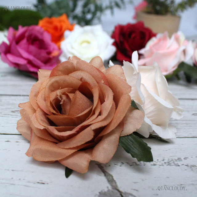 Róża sztuczny diament - 1/10/100 sztuk - europejski styl, jesienny kwiat z jedwabiu - dekoracja ściany ślubnej, samochodu, broszka (D66) - Wianko - 6