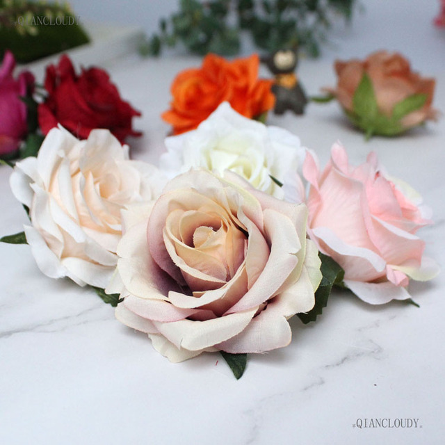 Róża sztuczny diament - 1/10/100 sztuk - europejski styl, jesienny kwiat z jedwabiu - dekoracja ściany ślubnej, samochodu, broszka (D66) - Wianko - 2