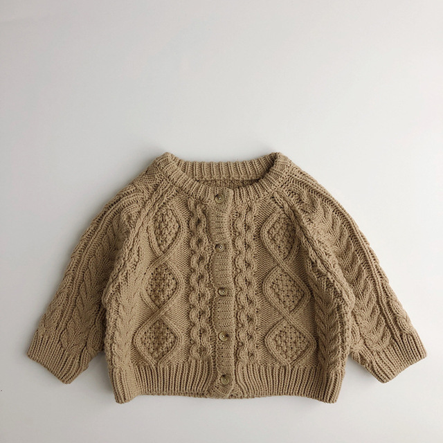 Gruby, koreański styl zimowy sweter dziecięcy pojedyncza piersi pojedyncza piersi wydziergana odzież wierzchnia dla chłopców i dziewcząt (2021) - Wianko - 5