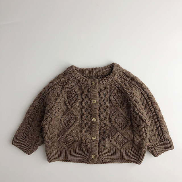 Gruby, koreański styl zimowy sweter dziecięcy pojedyncza piersi pojedyncza piersi wydziergana odzież wierzchnia dla chłopców i dziewcząt (2021) - Wianko - 4