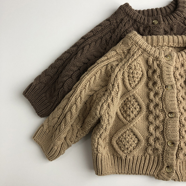 Gruby, koreański styl zimowy sweter dziecięcy pojedyncza piersi pojedyncza piersi wydziergana odzież wierzchnia dla chłopców i dziewcząt (2021) - Wianko - 8