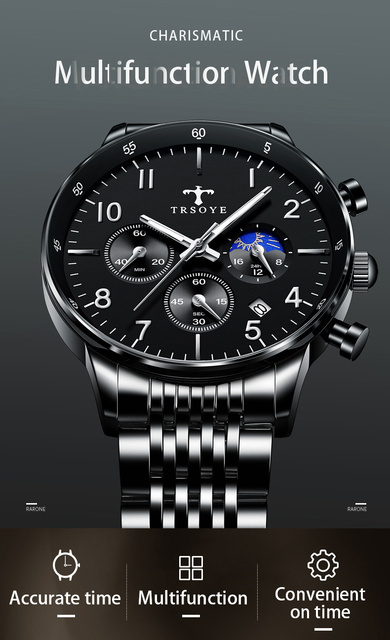 Męski zegarek kwarcowy TRSOYE 668, 24-godzinny wyświetlacz, stoper, wodoodporny 30M - Wianko - 7
