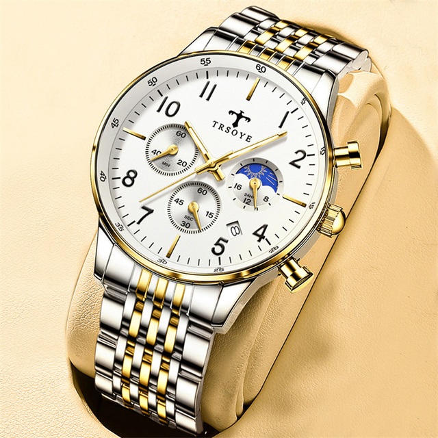 Męski zegarek kwarcowy TRSOYE 668, 24-godzinny wyświetlacz, stoper, wodoodporny 30M - Wianko - 1