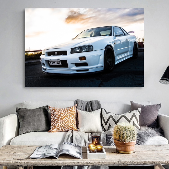 Plakat na płótnie Nissan Skyline GTR biały - dekoracja do salonu i wystroju domu - Wianko - 6