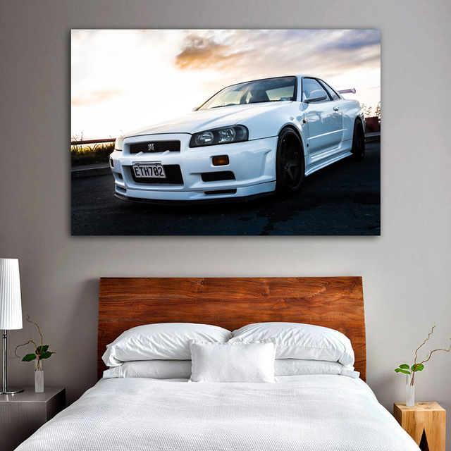 Plakat na płótnie Nissan Skyline GTR biały - dekoracja do salonu i wystroju domu - Wianko - 4