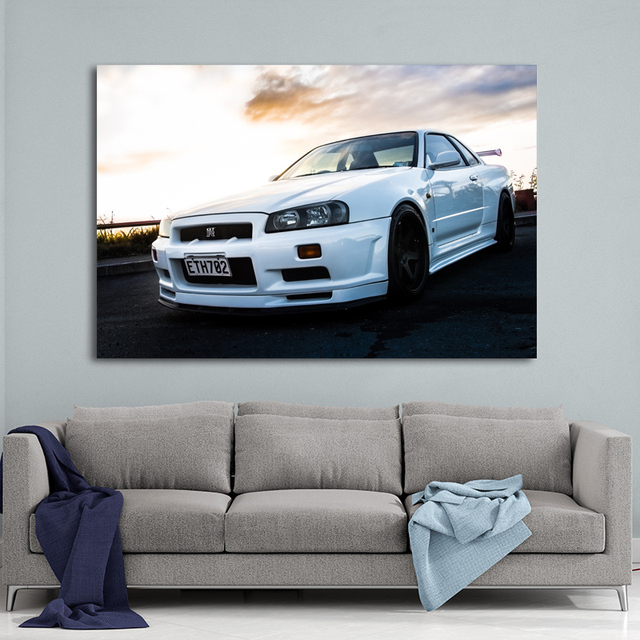 Plakat na płótnie Nissan Skyline GTR biały - dekoracja do salonu i wystroju domu - Wianko - 3