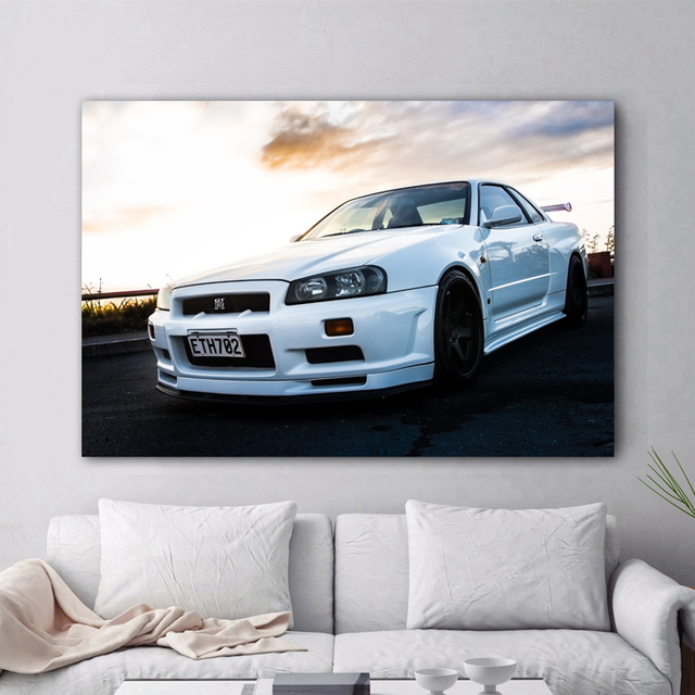 Plakat na płótnie Nissan Skyline GTR biały - dekoracja do salonu i wystroju domu - Wianko - 5