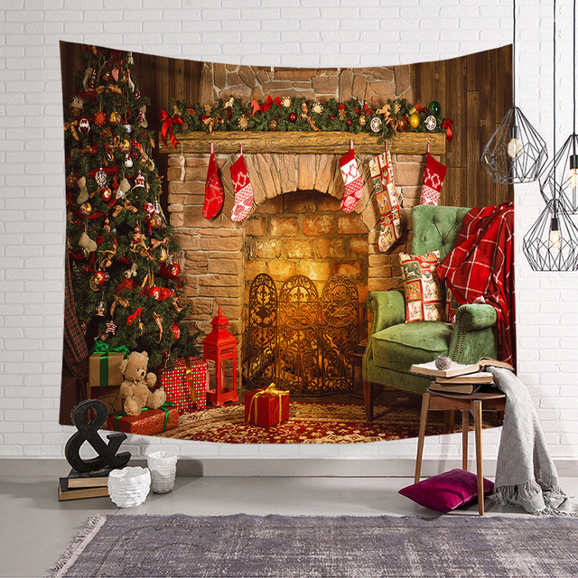 Gobeliny - Świąteczna tapeta ścienna z poliestru do dekoracji pokoju, dywan plażowy, piękne świąteczne motywy, Tapis De Chambre - Wianko - 12