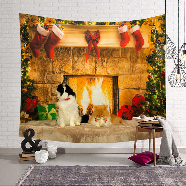Gobeliny - Świąteczna tapeta ścienna z poliestru do dekoracji pokoju, dywan plażowy, piękne świąteczne motywy, Tapis De Chambre - Wianko - 14