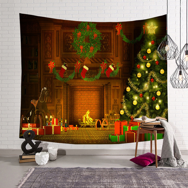 Gobeliny - Świąteczna tapeta ścienna z poliestru do dekoracji pokoju, dywan plażowy, piękne świąteczne motywy, Tapis De Chambre - Wianko - 17