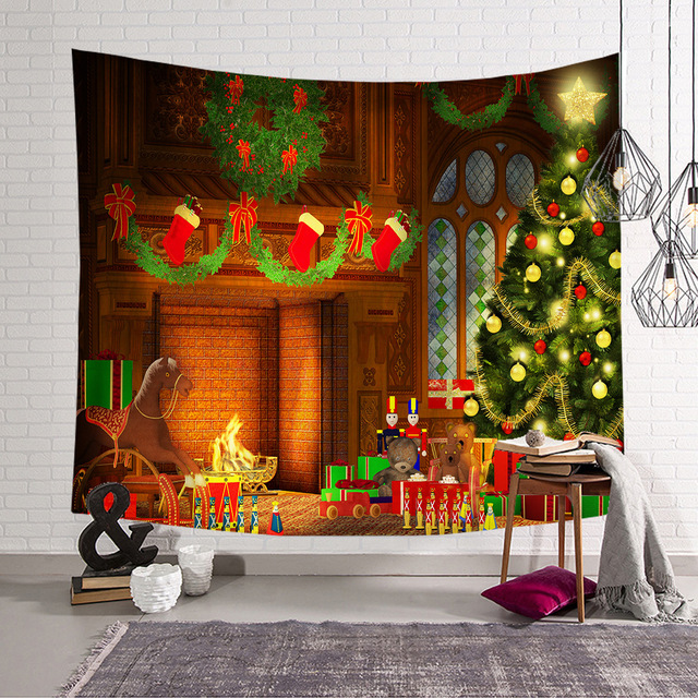 Gobeliny - Świąteczna tapeta ścienna z poliestru do dekoracji pokoju, dywan plażowy, piękne świąteczne motywy, Tapis De Chambre - Wianko - 18