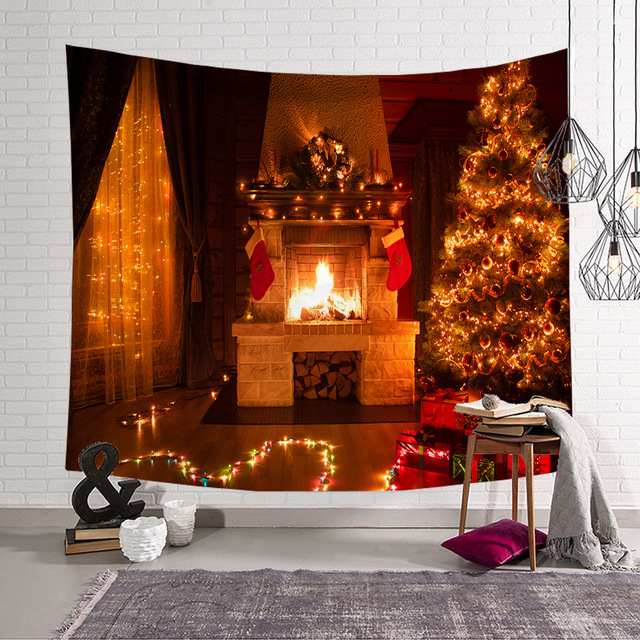 Gobeliny - Świąteczna tapeta ścienna z poliestru do dekoracji pokoju, dywan plażowy, piękne świąteczne motywy, Tapis De Chambre - Wianko - 16