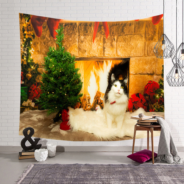 Gobeliny - Świąteczna tapeta ścienna z poliestru do dekoracji pokoju, dywan plażowy, piękne świąteczne motywy, Tapis De Chambre - Wianko - 10
