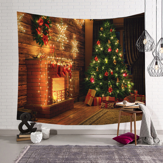 Gobeliny - Świąteczna tapeta ścienna z poliestru do dekoracji pokoju, dywan plażowy, piękne świąteczne motywy, Tapis De Chambre - Wianko - 3
