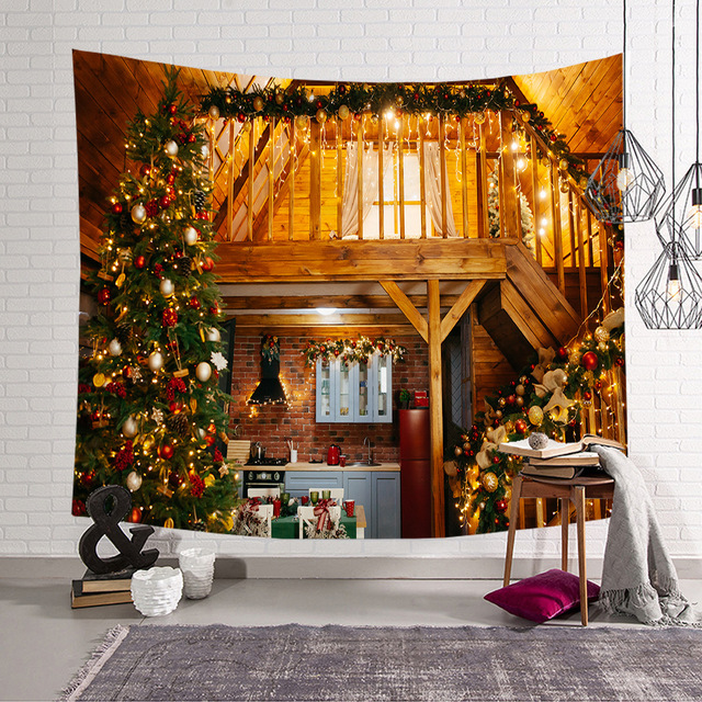 Gobeliny - Świąteczna tapeta ścienna z poliestru do dekoracji pokoju, dywan plażowy, piękne świąteczne motywy, Tapis De Chambre - Wianko - 4