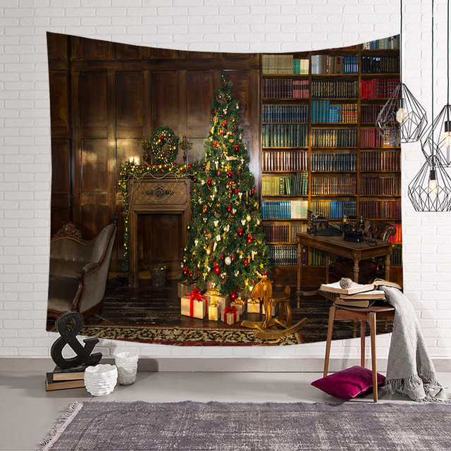 Gobeliny - Świąteczna tapeta ścienna z poliestru do dekoracji pokoju, dywan plażowy, piękne świąteczne motywy, Tapis De Chambre - Wianko - 2