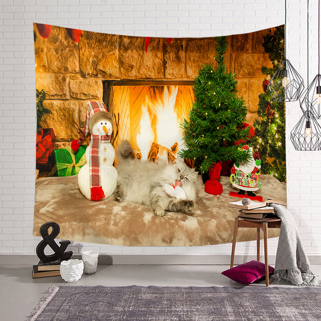 Gobeliny - Świąteczna tapeta ścienna z poliestru do dekoracji pokoju, dywan plażowy, piękne świąteczne motywy, Tapis De Chambre - Wianko - 1