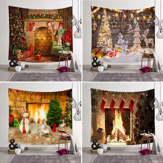 Gobeliny - Świąteczna tapeta ścienna z poliestru do dekoracji pokoju, dywan plażowy, piękne świąteczne motywy, Tapis De Chambre - Wianko - 21