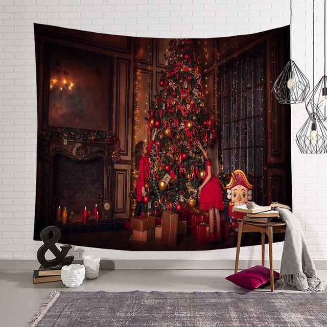 Gobeliny - Świąteczna tapeta ścienna z poliestru do dekoracji pokoju, dywan plażowy, piękne świąteczne motywy, Tapis De Chambre - Wianko - 15