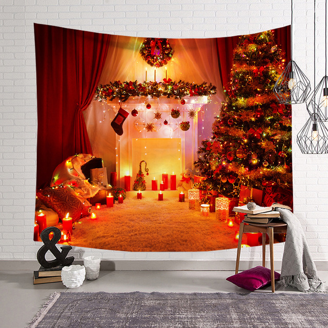 Gobeliny - Świąteczna tapeta ścienna z poliestru do dekoracji pokoju, dywan plażowy, piękne świąteczne motywy, Tapis De Chambre - Wianko - 19