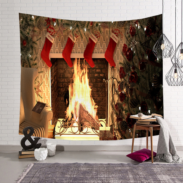 Gobeliny - Świąteczna tapeta ścienna z poliestru do dekoracji pokoju, dywan plażowy, piękne świąteczne motywy, Tapis De Chambre - Wianko - 6