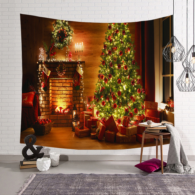 Gobeliny - Świąteczna tapeta ścienna z poliestru do dekoracji pokoju, dywan plażowy, piękne świąteczne motywy, Tapis De Chambre - Wianko - 7