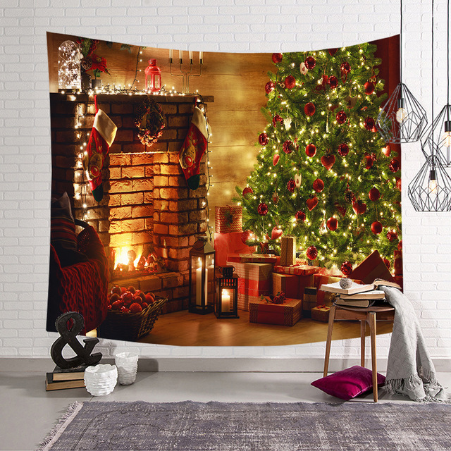 Gobeliny - Świąteczna tapeta ścienna z poliestru do dekoracji pokoju, dywan plażowy, piękne świąteczne motywy, Tapis De Chambre - Wianko - 8