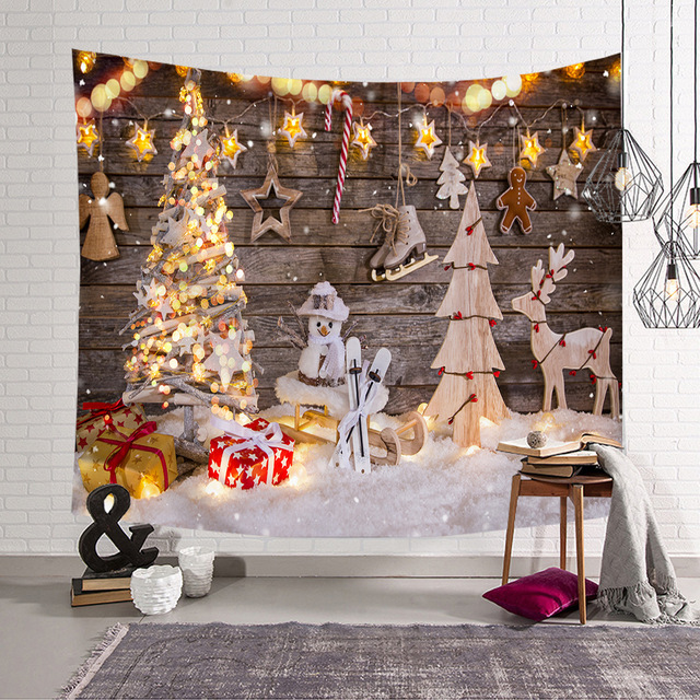 Gobeliny - Świąteczna tapeta ścienna z poliestru do dekoracji pokoju, dywan plażowy, piękne świąteczne motywy, Tapis De Chambre - Wianko - 20