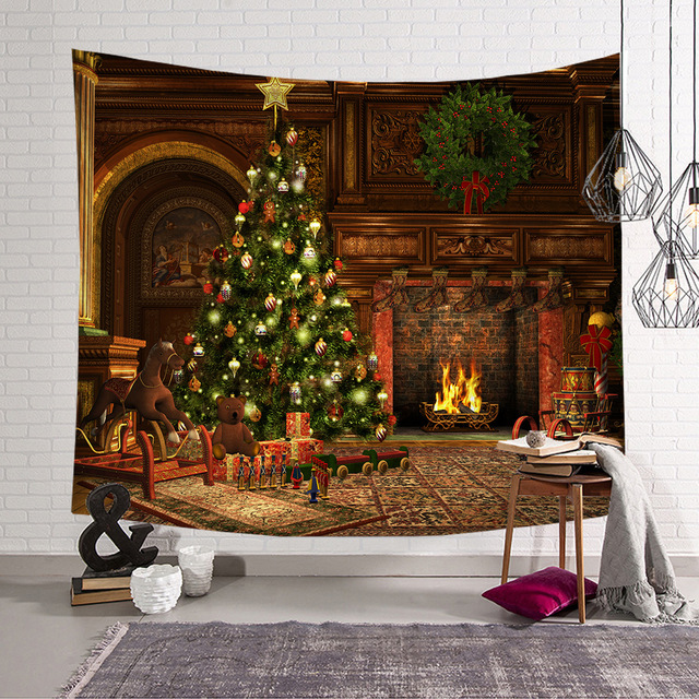 Gobeliny - Świąteczna tapeta ścienna z poliestru do dekoracji pokoju, dywan plażowy, piękne świąteczne motywy, Tapis De Chambre - Wianko - 9
