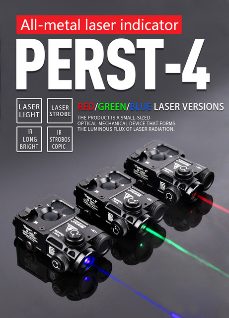 Laser na podczerwień Airosft Alumnium Perst-4 PEQ-15 A2 Sight - czerwony/zielony laser, metalowy korpus, WADSN niebieski laser IR Strobe, idealny do polowań - Wianko - 1