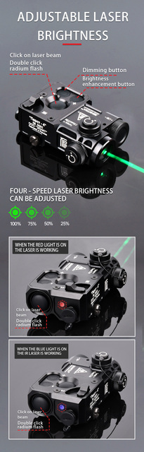 Laser na podczerwień Airosft Alumnium Perst-4 PEQ-15 A2 Sight - czerwony/zielony laser, metalowy korpus, WADSN niebieski laser IR Strobe, idealny do polowań - Wianko - 5