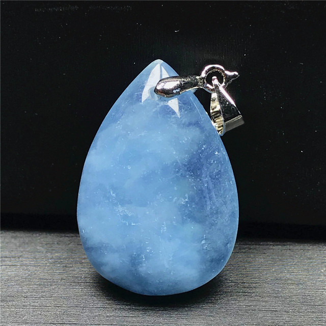 Naturalny niebieski akwamaryn wisiorek srebrny 26x17x8mm - Wianko - 5