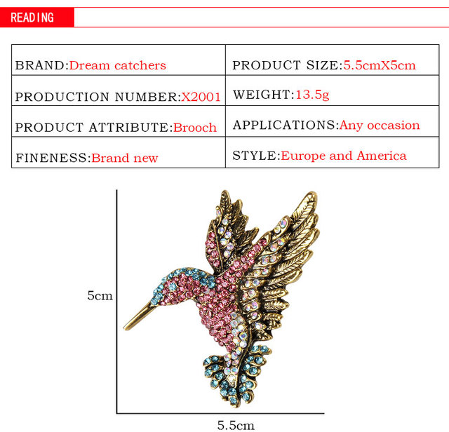 MZC Piękna Broszka Hummingbird z Drewna - Idealna Ozdoba dla Kobiet na Wszelkie Okazje - Wianko - 1
