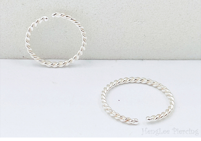 Pierścień na nos z cienkiego srebra 925, klasyczny, mały piercing, biżuteria do piercingu ciała - Wianko - 3