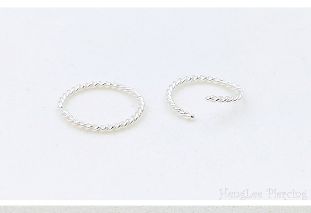 Pierścień na nos z cienkiego srebra 925, klasyczny, mały piercing, biżuteria do piercingu ciała - Wianko - 5