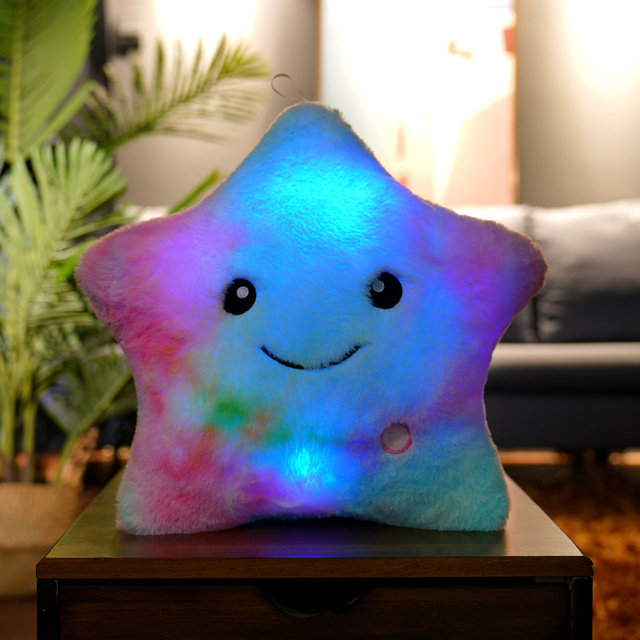 Poduszka pluszowa z kolorowymi gwiazdkami, świecąca, 40cm - Wianko - 14