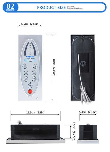 Panel prysznicowy z radiem FM i sterowaniem, głośnikiem i oświetleniem, prostokątny - Wianko - 3