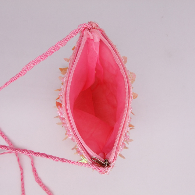 Ręcznie robiona różowa torba z cekinami i koralikami na ramię - Wianko - 10