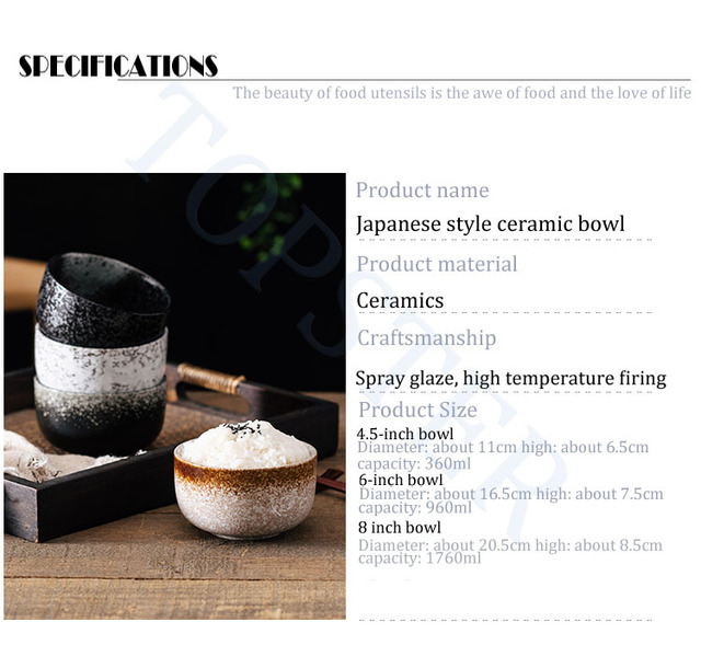 Japońska ceramika - Miseczka stołowa Larg 8 cali, porcelanowa miska na zupę, ramen, sałatki, owoce i ryż - Wianko - 3