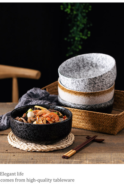 Japońska ceramika - Miseczka stołowa Larg 8 cali, porcelanowa miska na zupę, ramen, sałatki, owoce i ryż - Wianko - 8