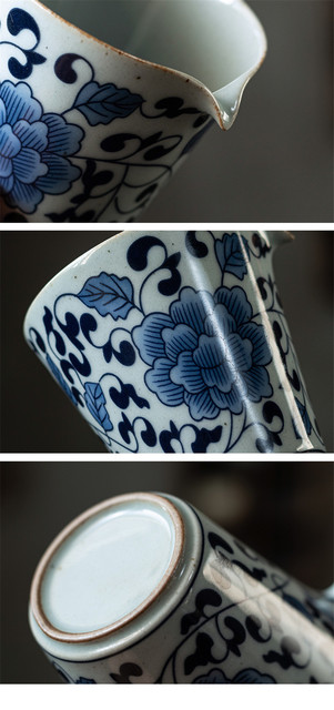 Płaska filiżanka do herbaty PINNY 200 ml z niebieskim i białym wzorem, wykonana z żaroodpornej ceramiki Chińskiej, idealna do serwowania herbaty przy użyciu techniki Kung Fu - Wianko - 13