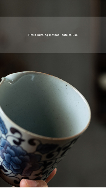 Płaska filiżanka do herbaty PINNY 200 ml z niebieskim i białym wzorem, wykonana z żaroodpornej ceramiki Chińskiej, idealna do serwowania herbaty przy użyciu techniki Kung Fu - Wianko - 20