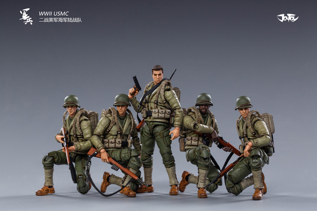 Figurka wojskowa 1/18 WWII War Series - zestaw 5 sztuk amerykańskich, niemieckich i radzieckich żołnierzy JOYTOY - Wianko - 16