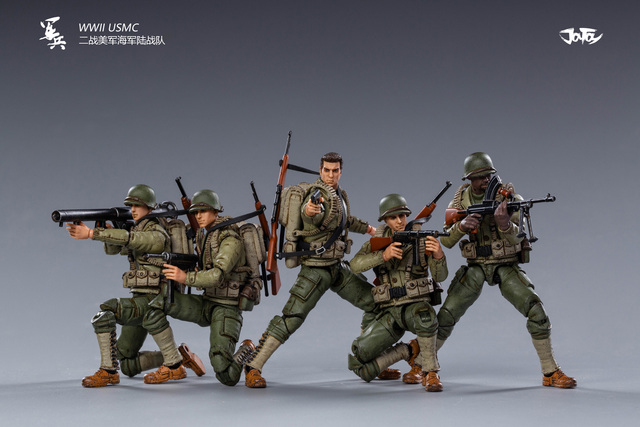 Figurka wojskowa 1/18 WWII War Series - zestaw 5 sztuk amerykańskich, niemieckich i radzieckich żołnierzy JOYTOY - Wianko - 17