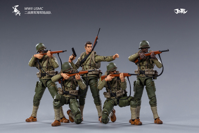 Figurka wojskowa 1/18 WWII War Series - zestaw 5 sztuk amerykańskich, niemieckich i radzieckich żołnierzy JOYTOY - Wianko - 15
