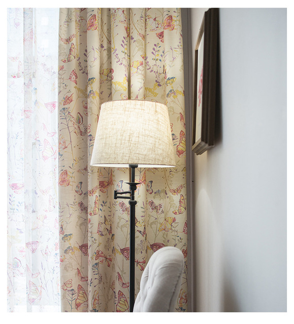 Zasłona do salonu i sypialni wykonana z nowoczesnej prostoty amerykańskiej bawełny, w stylu retro i len, z motylowym wzorem - Wianko - 11