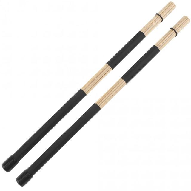 Para przenośnych, lekkich jazzowych szczotek do bębnów, długość 40 cm (15.7 cala), czarne gumowe uchwyty, bambusowe trzonki, w zestawie aksamitna torba - Wianko - 12